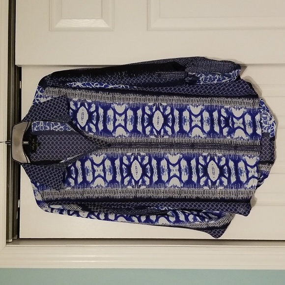 Melissa Paige Blouse/Tunic size 1X, multi blue colors - Picture 1 of 9